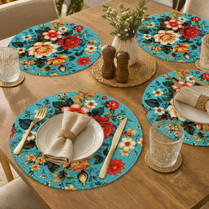 Premium Floral Printed Polyester <b>Placemat</b> <b>Round</b> Table Mat for Restaurants Hotels and Home Use - Product Image 6