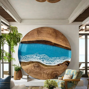 Mesa de Comedor/Cafetería de Lujo Moderna Hecha a Mano con Resina y Madera de Acacia, Impermeable, para Sala de Estar, Regalo de Jubilación, Boda, Aniversario, Condolencias - Product Image 1