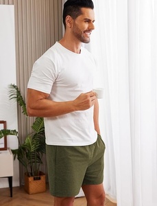 Shorts cargo à cordon de serrage pour homme, vert olive, à carreaux, décontractés, tricotés, respirants, taille mi-haute, poches, séchage rapide, 100% polyester - Product Image 2