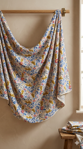 Tissu en coton peigné tissé léger, respirant, absorbant l'humidité, écologique, imprimé multicolore Le Souvenirs - Product Image 2