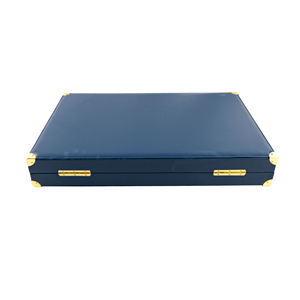 High-Quality Customized Professional Luxury Handmade Blue PU Leather Foldable Eco-Friendly <b>Backgammon</b> Game <b>Set</b> Gift Box for - Product Image 4