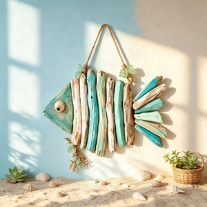 Arte de Pared de Madera Hecho a Mano con Forma de Pez, Decoración Costera, Escultura de Madera Flotante Iluminada, Adorno para Sala de Estar - Product Image 5