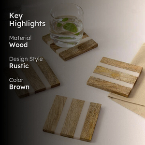 <b>Rustic</b> Wooden Coaster <b>Set</b> for Glasses Cups and Mugs Handmade <b>Table</b> Protection Coasters for <b>Dining</b> and Office Use - Product Image 6