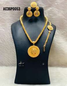 Ensemble de pendentifs en laiton et cuivre plaqué or 24 carats, 1 gramme, avec chaînes en corde et Bokli pour femmes/unisexe - Product Image 3