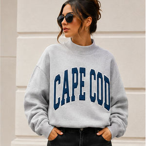 Cape Cod Manufacturer <b>Mock</b> <b>Neck</b> Crew <b>Neck</b> Cotton Fleece Sweatshirt Women Men Ladies Unisex College University Tackle Twill - Product Image 4