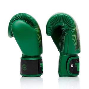 ถุงมือชกมวยแฟร์เท็กซ์คุณภาพสูง ดีไซน์ OEM สีเขียว หนังแท้ สายรัดแฟร์เท็กซ์  รับออกแบบและพิมพ์ลายตามต้องการ - Product Image 2