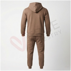 Ensemble de survêtement à capuche marron pour homme, manches longues, couleur unie, décontracté, respirant, coupe régulière, pour l'automne - Product Image 2