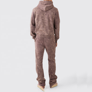 ชุดเซ็ตฮู้ดดี้และกางเกงวอร์มผู้ชายแบบย้อมสีเอซิด ปักลายเสื้อฮู้ดดี้ กางเกงจ็อกเกอร์ ชุดสองชิ้น สตรีทแวร์ ขายส่ง - Product Image 2