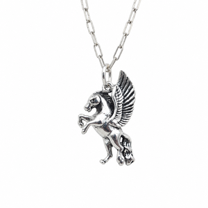 Collar con Colgante de Caballo Pegaso Mítico de Plata de Ley 925, Joyería de Fantasía - Product Image 1