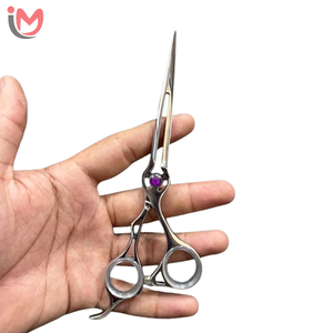 Ciseaux de coiffure professionnels en acier inoxydable, lame tranchante, pour gauchers, manche moyen, non pliables, usage en salon - Product Image 1