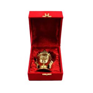 Statue de tête de Bouddha en laiton moderne, artisanat en métal fait à la main pour la décoration vintage de la maison - Product Image 3