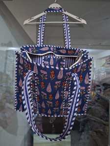 Indigo Garden Boho กระเป๋าโท้ทฤดูร้อน handblock ดอกไม้ป่าเดินสำหรับสวนเส้นทางนักช้อปเดิน - Product Image 6