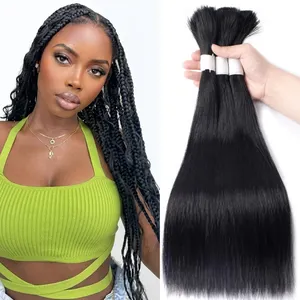 Virgin Hair Curly Remy Hair Long Natural Black Straight Remy Human Hair Weave Customizable Size - Product Image 4