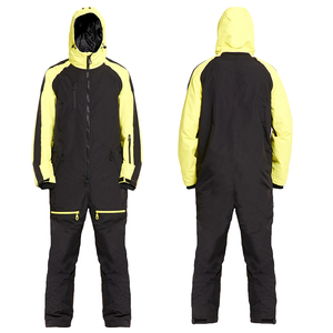 Unisex Waterproof Breathable Polyester/Nylon Customizable Yellow/Black Ski Suit Snowboard <b>Jumpsuit</b> Hooded Insulated Windproof - Product Image 4