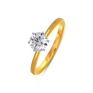 Bague solitaire en diamant Lucid Love, le Dôme d'Or de la Grandeur Scintillante, en or jaune 18 carats, couronnée d'un diamant brillant - Product Image 1