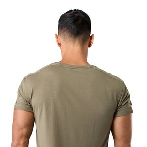 Men's Olive Green Muscle Fit T Shirt Soft Cotton <b>Athletic</b> Fit Workout Training Casual Lifestyle Apparel Shirt - Product Image 5