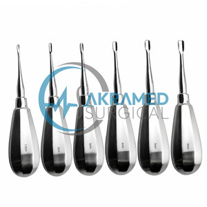 Juego de 6 Elevadores Dentales Veterinarios con Asa |   Elevadores de Raíces con Mango Corto |   Kit de Extracción Quirúrgica Animal de Acero Inoxidable - Product Image 1