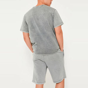 Ensemble de shorts de sport pour homme, coupe confortable, style streetwear, couleur unie, logo personnalisable, respirant, sans cordon de serrage, effet délavé. - Product Image 5