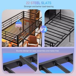 Letto a Soppalco Moderno Singolo in Acciaio Resistente Pieghevole con Funzionalità di Stoccaggio per Hotel, Scuole, Dormitori, Camere da Letto e Ospedali - Product Image 5