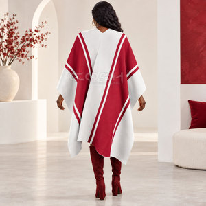 Cosh International Sorority Sisterhood Red White Winter <b>Ponchos</b> Cape Shawl Brand Plus Size Fall Winter Warm Reversible Sweater - Product Image 5