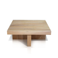 Table basse carrée naturelle convertible exclusive en bois de teck massif épais de 10 centimètres meubles de salon modernes