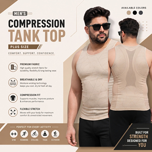 Custom OEM <b>Men</b> Plus Size Tank Top Yoga Wear Sleeveless <b>Singlet</b> Printed Gym Wear Compression Tank Tee <b>Men</b> Fitness Sleeveless Tee - Product Image 5
