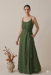 Modern Top Quality Trending Vneck Long-sleeve Floral Embroidery Loose Ukraine Dresses Spring Autumn Women Casual Beach With Belt - Product Image 4