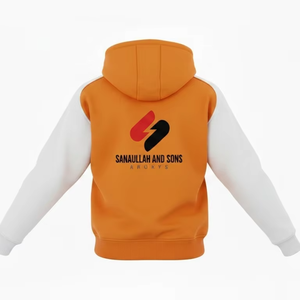 Sweat-shirt à capuche zippé pour homme, personnalisé, avec manches contrastées, en polaire, vêtements de sport décontractés, veste chaude d'hiver, fournisseur en gros - Product Image 2