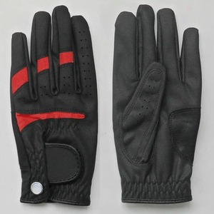 Premium Genuine Leather Golf Gloves Black <b>Full</b> Finger Non <b>Slip</b> Breathable Buckle Closure Yellow Stripe Unisex Sports Wear - Product Image 2