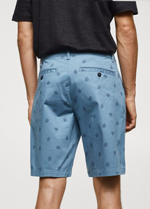 Pantalones Cortos Oxford para Hombre, Diseño de Puntos Azul Claro, Cintura Media, Cierre de Botones, con Bolsillos, Transpirables, de Algodón - Product Image 3