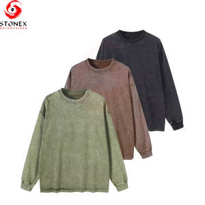 Camisas de Manga Larga para Hombre, 100% Algodón, Estilo Vintage, Transpirables, Ecológicas, con Logotipo Personalizado Impreso, Lavado Ácido, Talla Grande, Venta al Por Mayor - Product Image 1