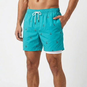 Pantalones Cortos Deportivos Casuales 2 en 1 para Hombre, de Secado Rápido, 100% Algodón, Anti-UV, con Estampado de Ancla Negra, Traje de Baño Confiable de Alibaba - Product Image 5