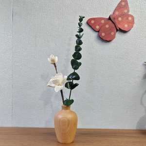 Minimalist Round Beech <b>Wood</b> Bud Vase Handcrafted <b>Solid</b> <b>Wood</b> Flower Pot Tiny Spherical Decorative Vase for Home Office <b>Desk</b> - Product Image 4