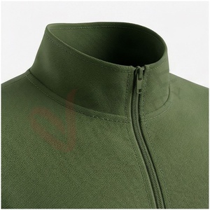 Ensemble de survêtement vert olive pour homme, manches longues, col montant, fermeture éclair sur le devant, couleur unie, respirant, coupe décontractée, vêtements d'automne - Product Image 4