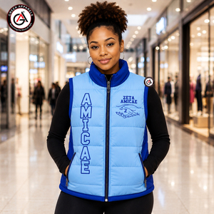 Gilet matelassé léger et confortable, brodé, imperméable, coupe-vent et respirant, pour unisexe, Sorority Zeta - Product Image 4