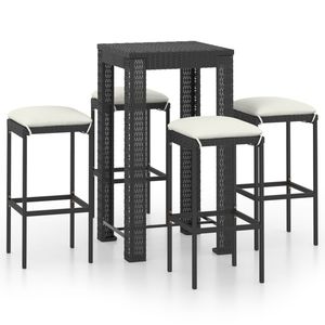 Conjunto de Bar de Jardín de Ratán PE Negro con Acero con Recubrimiento en Polvo y Poliéster, Muebles de Patio Elegantes - Product Image 2