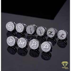 Elegant Lab Grown Diamond N Letter Stud Jewelry With 925 Sterling <b>Silver</b> Round Sparkling Detail Luxury Fashion <b>Earrings</b> - Product Image 2