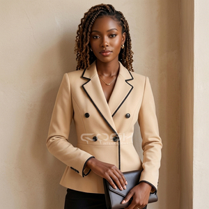 Blazer Elegante Beige de Doble Botonadura con Combinación Negra para Mujer, de la Hermandad Griega Delta Sigma de Cosh International - Product Image 4