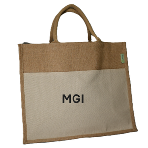 Customizable Reusable Jute Tote <b>Bag</b> with Hand Length Handle Shoulder & Top Closure Letter Pattern <b>Extra</b> <b>Large</b> Size for Daily Use - Product Image 3