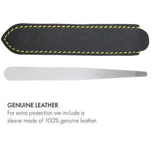 Pinzas de Cejas de Punta Inclinada de Alta Precisión, Acero Inoxidable Mate, Pinzas de Belleza Profesionales con Funda Protectora de Cuero y Logotipo Personalizado - Product Image 6