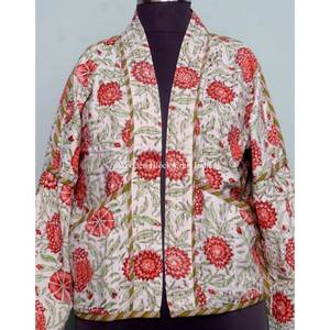 Veste en coton kantha pour femme, dernier design, imprimée, en coton doux, courte, pour l'hiver, tricotée. - Product Image 2