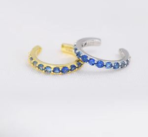 Manchette d'oreille saphir bleu ombré en argent sterling ou or, sans perçage, boucles d'oreilles minimalistes, manchette d'oreille bleue en CZ - Product Image 2