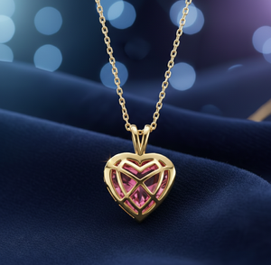 Collar con Colgante en Forma de Corazón Rosa Hidroplaqueado, con Circonitas, Plata de Ley 925, Chapado en Oro de 18K, Collar Romántico para Mujer - Product Image 2