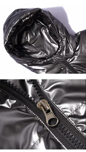 Chaqueta Acolchada Impermeable y Transpirable con Capucha para Hombre, Mujer y Niños, Plateada Brillante, Fabricante OEM ODM, Logotipo Personalizado - Product Image 2