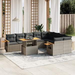 Large Adjustable Feet <b>Grey</b> PE <b>Rattan</b> Garden <b>Sofa</b> Set Adjustable Feet Garden Sets - Product Image 1