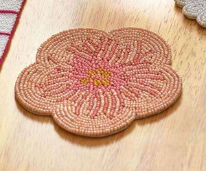 Handmade Durable Beaded <b>Round</b> <b>Mats</b> & Pads Coaster Set Peppermint Swirl Design Bead Embroidery Table Decor Modern HK EXPORTS - Product Image 2