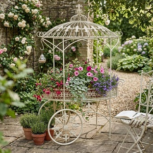 Support de plantes circulaire en fer forgé vintage avec revêtement époxy, 5 pots, pour intérieur/extérieur, support pour pot de fleurs - Product Image 3
