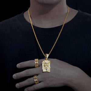 Christ Face <b>Pendant</b> 925 Silver <b>Solid</b> <b>Gold</b> Plated Brilliant Cut Moissanite Iced Jesus Piece Hip Hop Luxury Streetwear Necklace - Product Image 2
