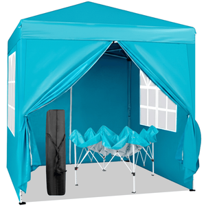 Tenda da Campeggio Pratica Blu Lago 6.5X6.5FT Impermeabile con Design Pieghevole ad Angolo Retto, Due Porte e Due Finestre - Product Image 3