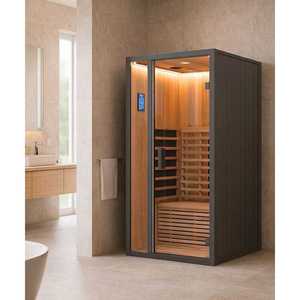 Nueva Cabina de Sauna Infrarroja Eléctrica Onni Mini de 1400W para 1 Persona, Cabina de Relajación Premium de Madera Sólida Contemporánea para Interiores - Product Image 2